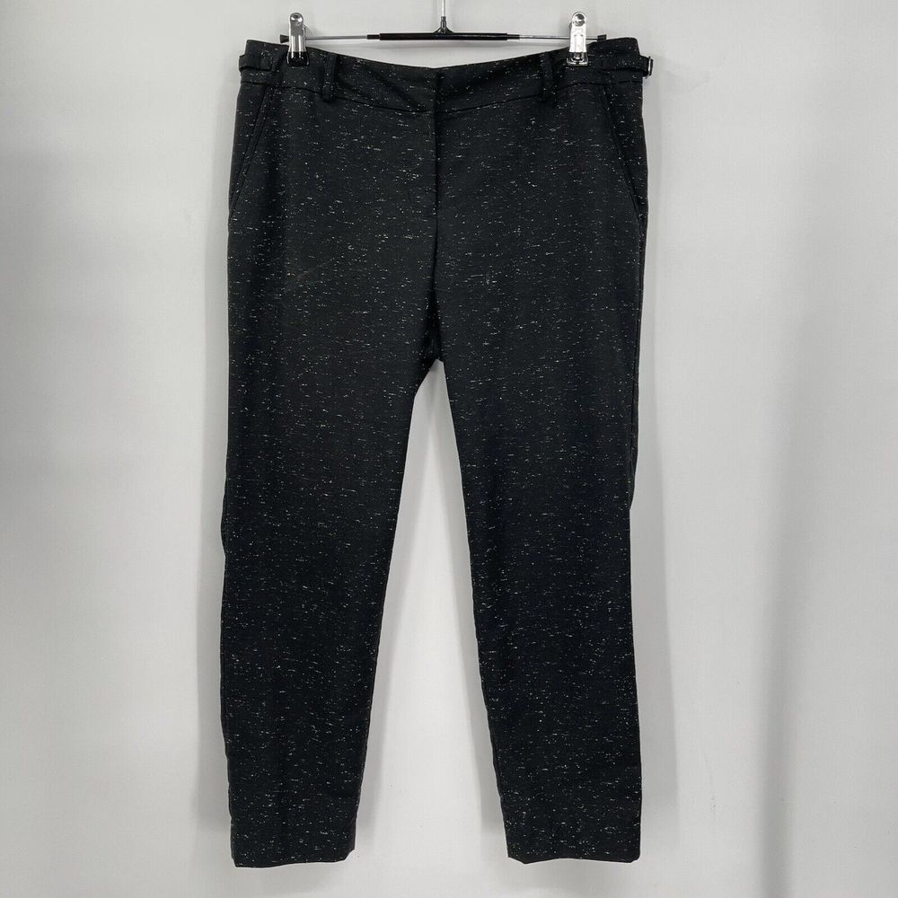 Ann Taylor 10 Ankle Pants Womens Black White Speckled Side Buckle Trousers